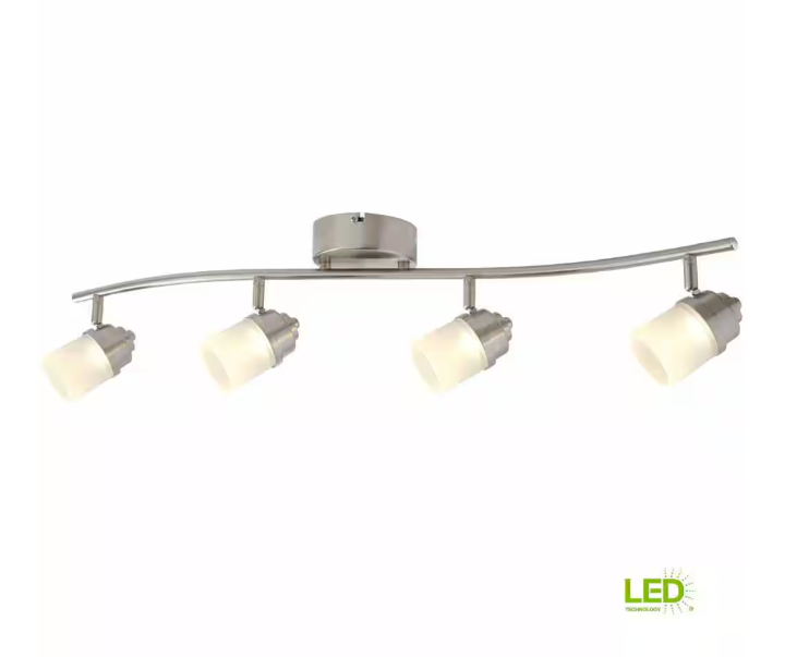 Hampton Bay 2.6 ft. 4-Light Brushed Nickel Integrated LED Fixed Track Lighting Kit