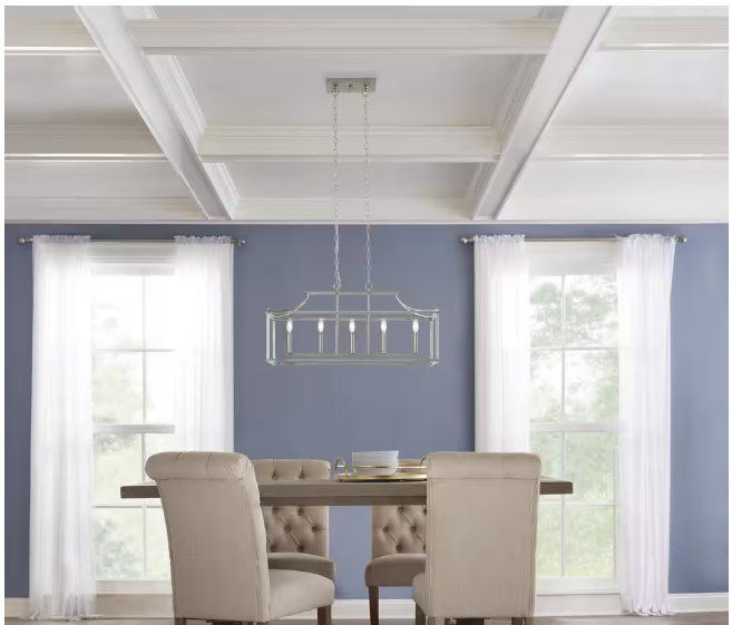 Home Decorators Collection Crestview 34 in. 5-Light Brushed Nickel Transitional Linear Chandelier