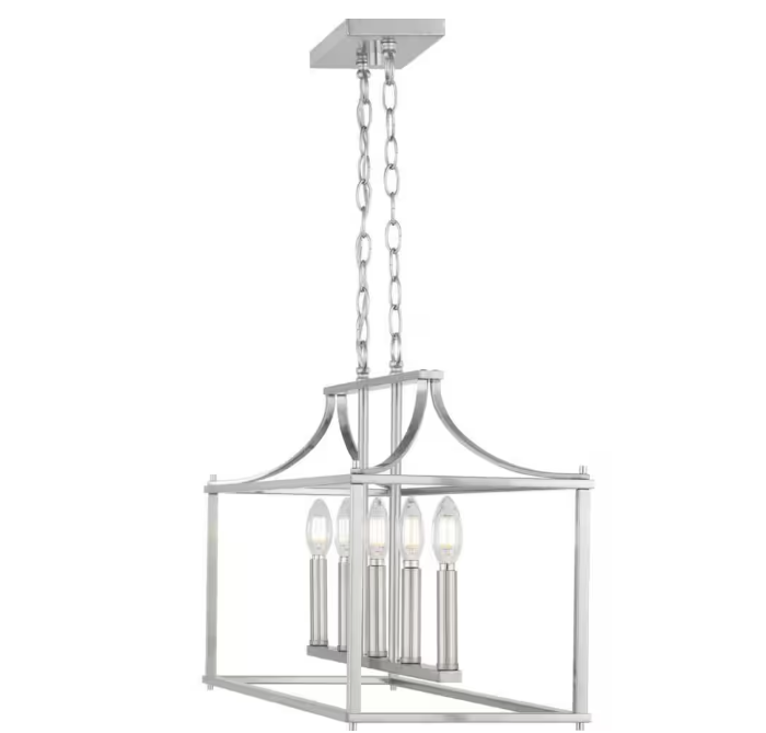 Home Decorators Collection Crestview 34 in. 5-Light Brushed Nickel Transitional Linear Chandelier