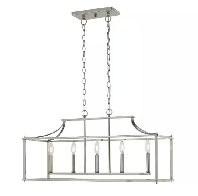Home Decorators Collection Crestview 34 in. 5-Light Brushed Nickel Transitional Linear Chandelier