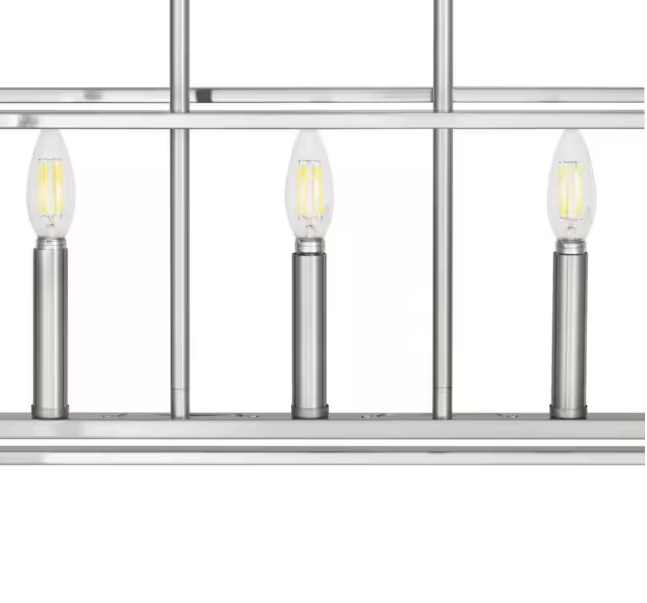 Home Decorators Collection Crestview 34 in. 5-Light Brushed Nickel Transitional Linear Chandelier