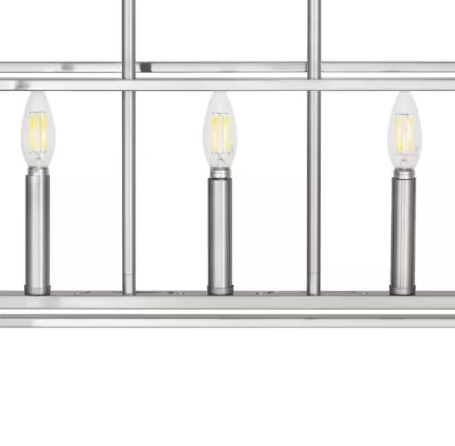 Home Decorators Collection Crestview 34 in. 5-Light Brushed Nickel Transitional Linear Chandelier