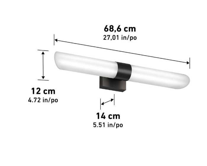 Artika Wilton 27 in. 1 Light Black Modern Integrated LED 5 CCT Vanity Light Bar for Bathroom