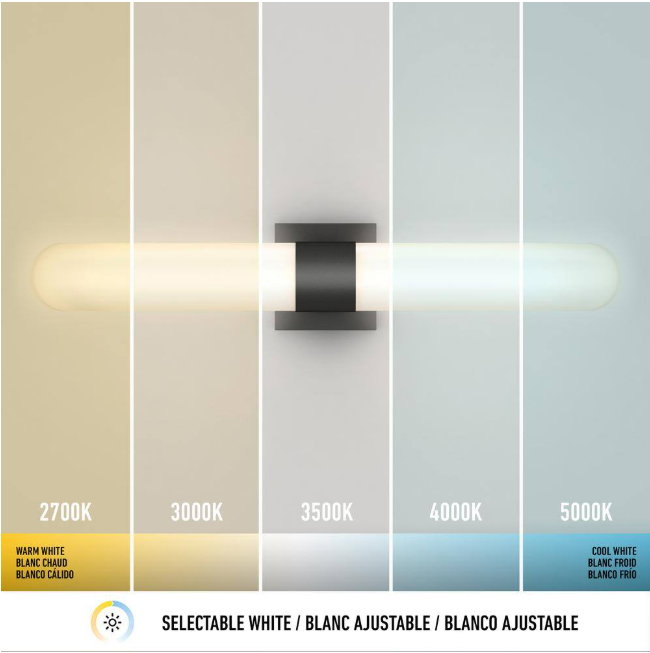 Artika Wilton 27 in. 1 Light Black Modern Integrated LED 5 CCT Vanity Light Bar for Bathroom