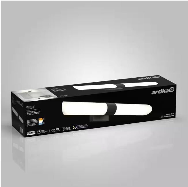 Artika Wilton 27 in. 1 Light Black Modern Integrated LED 5 CCT Vanity Light Bar for Bathroom