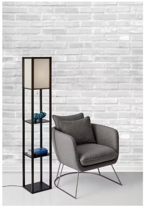 Hampton Bay 63 in. Black Shelf Floor Lamp