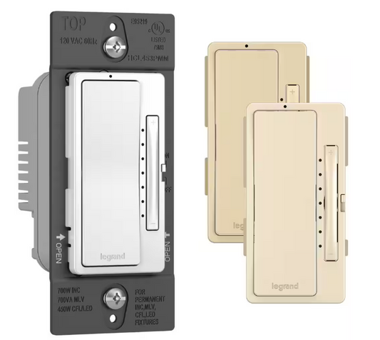 Legrand radiant 450W Multi-Location Master Rocker Dimmer for LED/CFL/Halogen/Incandescent Bulbs, White/Light Almond/Ivory