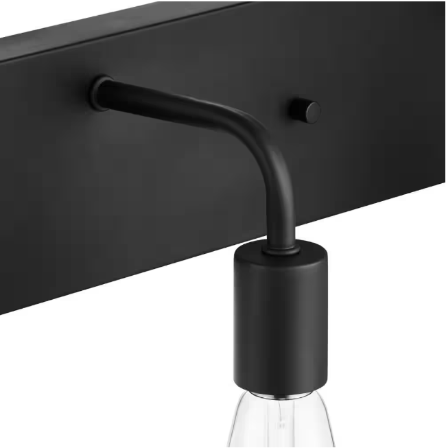 Hampton Bay Northvale 24 in. 3-Light Matte Black Vanity Light with Bath Hardware Kit (4-Piece)