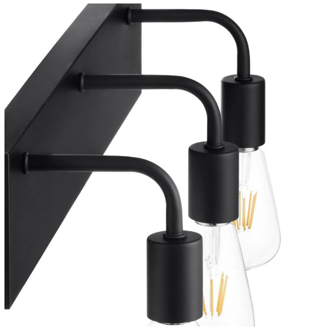 Hampton Bay Northvale 24 in. 3-Light Matte Black Vanity Light with Bath Hardware Kit (4-Piece)