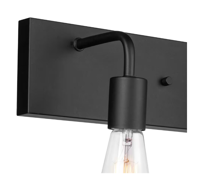 Hampton Bay Northvale 24 in. 3-Light Matte Black Vanity Light with Bath Hardware Kit (4-Piece)