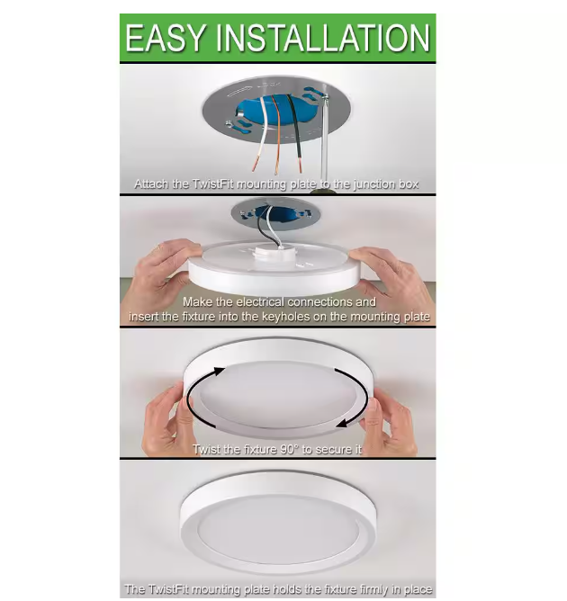 Commercial Electric 7.5 in. Round White Oil Rubbed Bronze Trims LED Flush Mount Ceiling Light Adjustable 3000K 4000K 5000K with Night Light