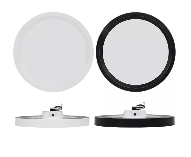 Commercial Electric 7.5 in. Round White Oil Rubbed Bronze Trims LED Flush Mount Ceiling Light Adjustable 3000K 4000K 5000K with Night Light
