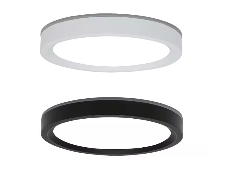 Commercial Electric 7.5 in. Round White Oil Rubbed Bronze Trims LED Flush Mount Ceiling Light Adjustable 3000K 4000K 5000K with Night Light