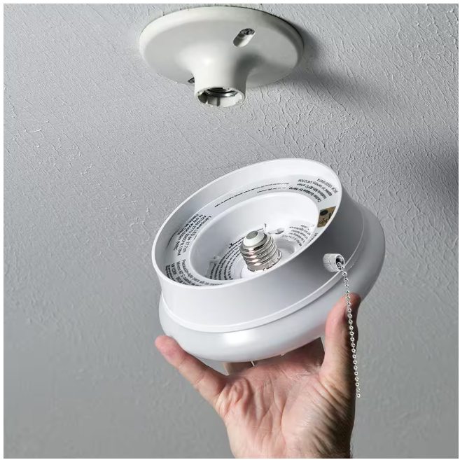 Commercial Electric Spin Light 7 in. Closet Light with Pull Chain LED Flush Mount Ceiling Light 830 Lumens 4000K Bright White Basement Light