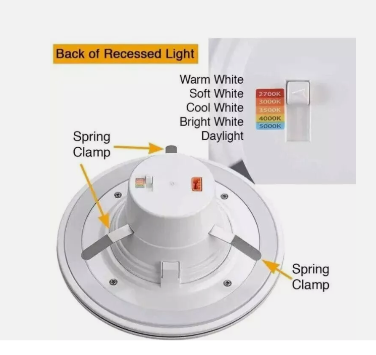3-Pack Commercial Electric 6in Selectable CCT LED Recessed Light Trim 670 Lumens