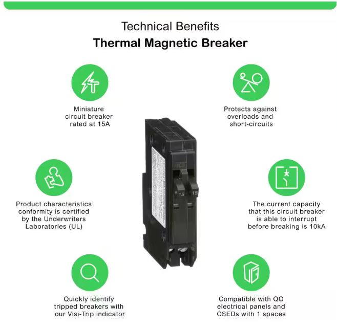 Square D QO 2-15 Amp Single-Pole Tandem Circuit Breaker