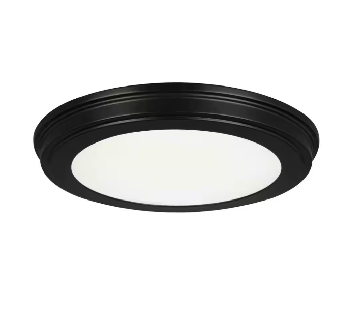 Commercial Electric 13 in. Matte Black Selectable LED Flush Mount