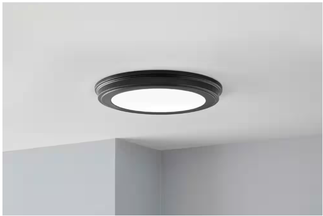 Commercial Electric 13 in. Matte Black Selectable LED Flush Mount