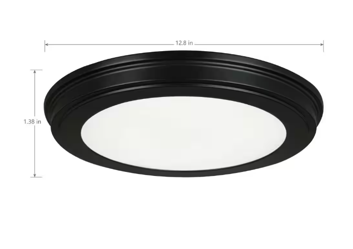 Commercial Electric 13 in. Matte Black Selectable LED Flush Mount