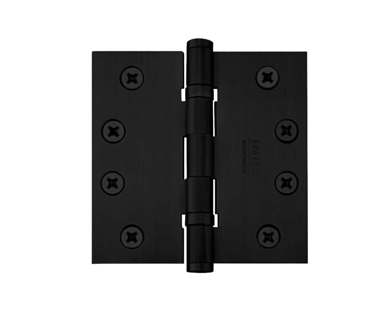 4" X 4" Square Steel Heavy Duty Ball Bearing Hinge in Flat Black (2 Pack)