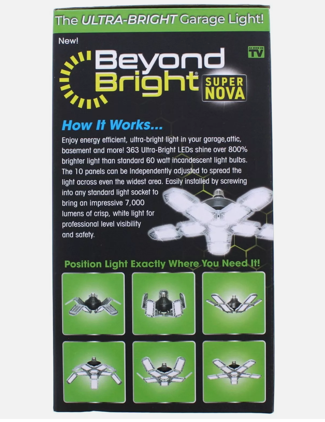 BEYOND BRIGHT 60-Watt Ultra Bright LED Light Bulb 6500K with 10 Adjustable Light Panels
