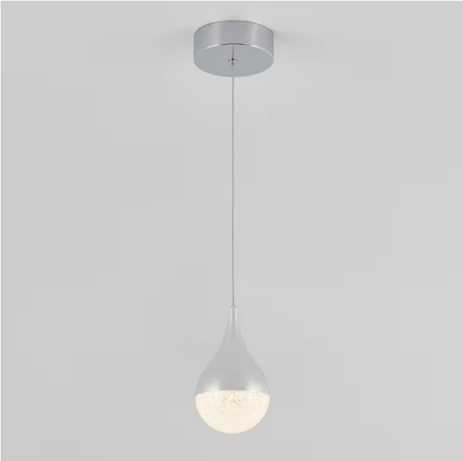Artika Glitzer 6.5-Watt 1 Light Chrome Modern Integrated LED Mini Pendant Light Fixture for Kitchen Island