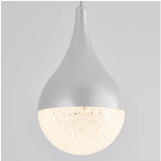 Artika Glitzer 6.5-Watt 1 Light Chrome Modern Integrated LED Mini Pendant Light Fixture for Kitchen Island