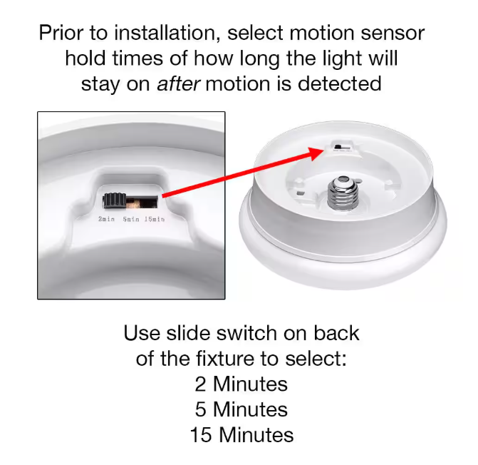 Commercial Electric Spin Light 7 in. Motion Sensor LED Flush Mount Ceiling Light Customize Hold Times Closet Rated 830 Lumens 4000K