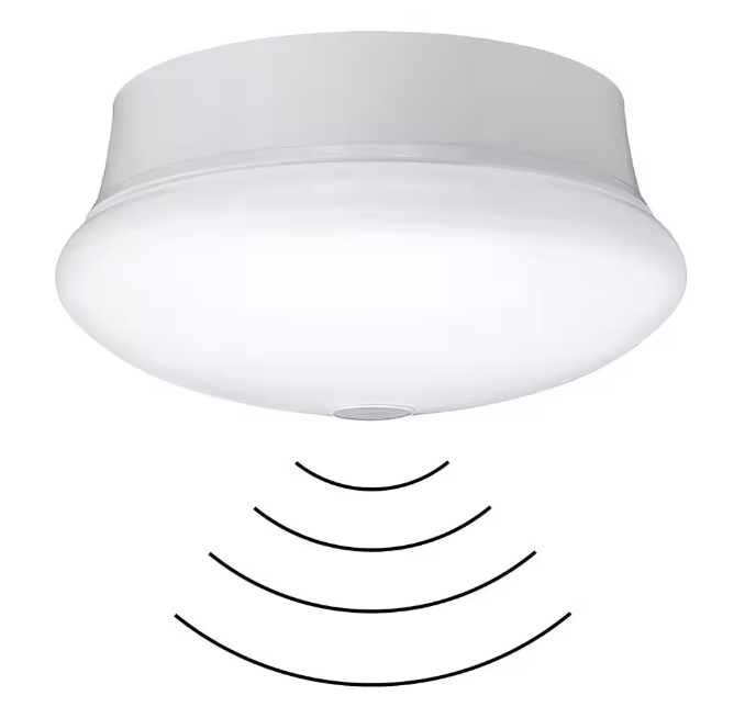 Commercial Electric Spin Light 7 in. Motion Sensor LED Flush Mount Ceiling Light Customize Hold Times Closet Rated 830 Lumens 4000K