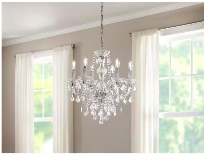 Hampton Bay Maria Theresa 6-Light Chrome with Clear Acrylic Chandelier