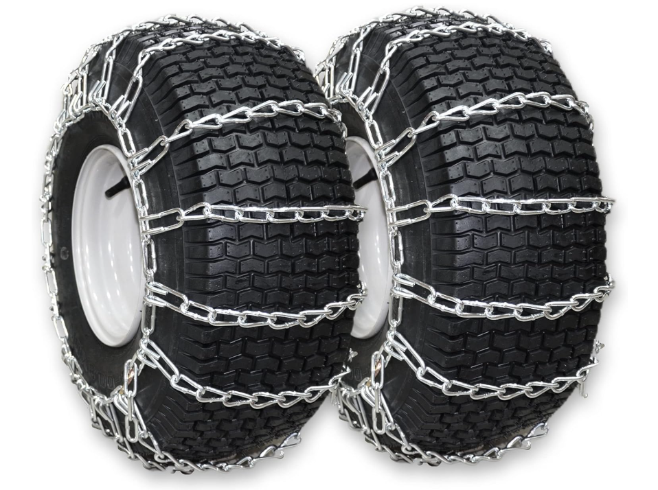 OakTen Set of 2 16x6.5x8 Tire Chains for Lawn Garden Tractors Mowers and Rider, 2-Link Lawn Tractors Tire Chains