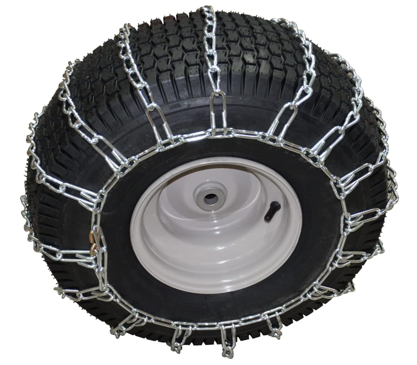 OakTen Set of 2 16x6.5x8 Tire Chains for Lawn Garden Tractors Mowers and Rider, 2-Link Lawn Tractors Tire Chains