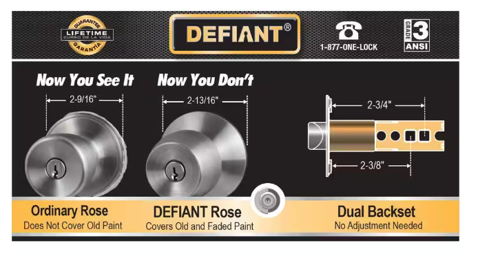 Defiant Brandywine Stainless Steel Bed/Bath Door Knob (6-Pack)