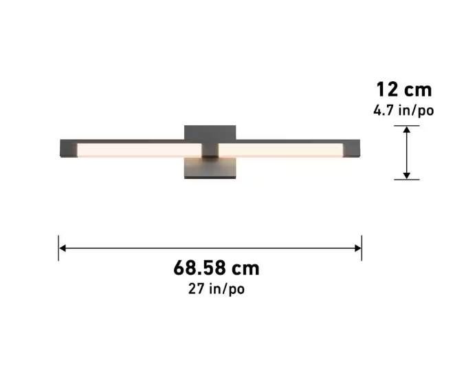 Artika Tivoli 27 in. 1-Light Matte Black Modern Integrated LED Vanity Light Bar for Bathroom