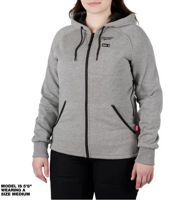 Milwaukee Women's Large M12 12-Volt Lithium-Ion Cordless Gray Heated Jacket Hoodie Kit with (1) 2.0 Ah Battery and Charger