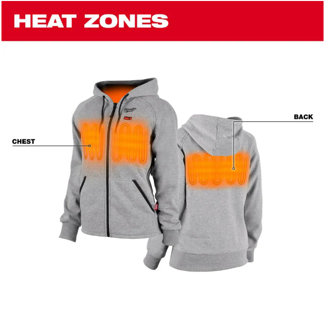 Milwaukee Women's Large M12 12-Volt Lithium-Ion Cordless Gray Heated Jacket Hoodie Kit with (1) 2.0 Ah Battery and Charger
