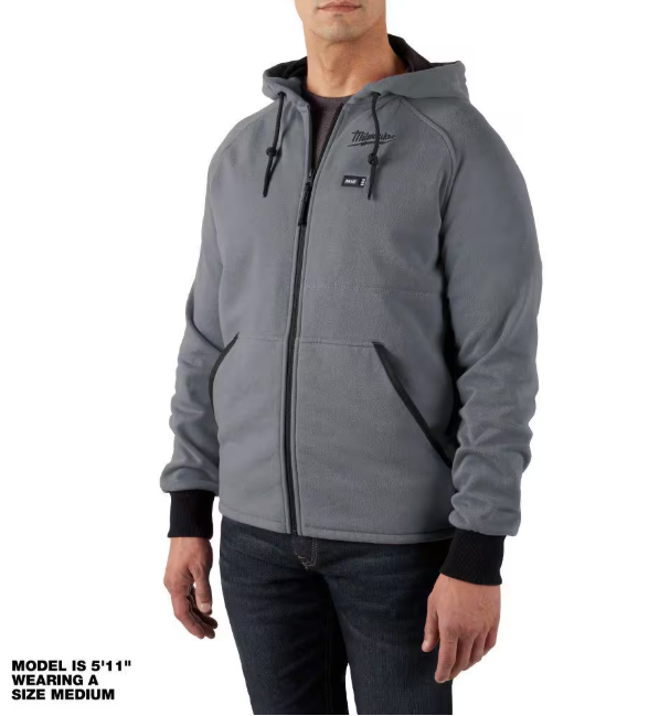 Milwaukee Men's 2X-Large M12 12-Volt Lithium-Ion Cordless Gray Heated Jacket Hoodie Kit with (1) 2.0 Ah Battery and Charger