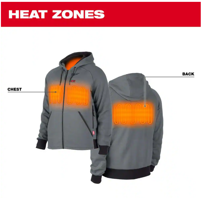 Milwaukee Men's 2X-Large M12 12-Volt Lithium-Ion Cordless Gray Heated Jacket Hoodie Kit with (1) 2.0 Ah Battery and Charger