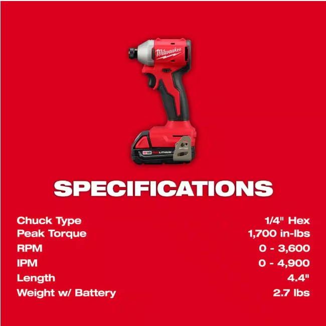 Milwaukee M18 18V Lithium-Ion Brushless Cordless Compact Drill/Impact Combo Kit (2-Tool) w/(2) 2.0 Ah Batteries, Charger & Bag