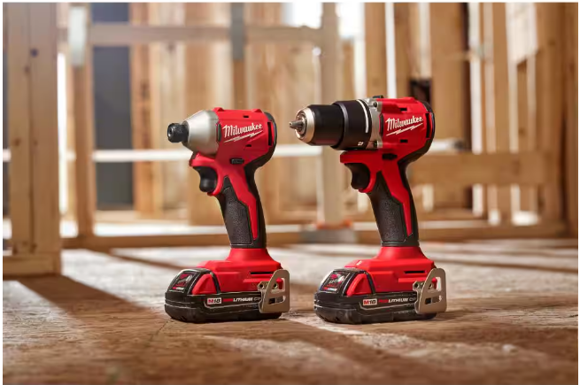 Milwaukee M18 18V Lithium-Ion Brushless Cordless Compact Drill/Impact Combo Kit (2-Tool) w/(2) 2.0 Ah Batteries, Charger & Bag