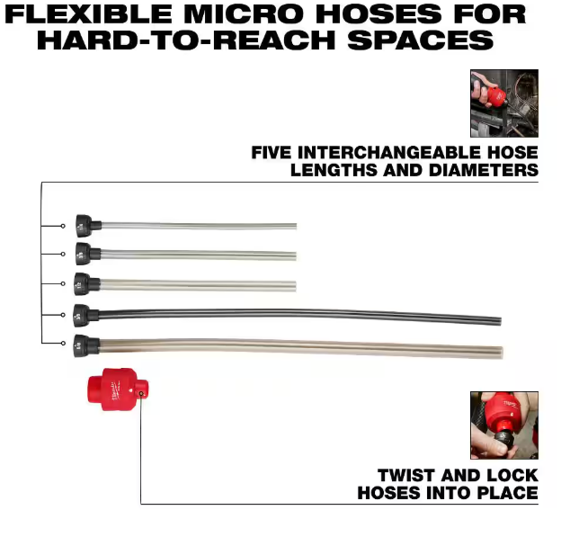 Milwaukee AIR-TIP 1-1/4 in. - 2-1/2 in. Long Reach Flexible Hose Set Wet/Dry Shop Vacuum Attachment (5-Piece)
