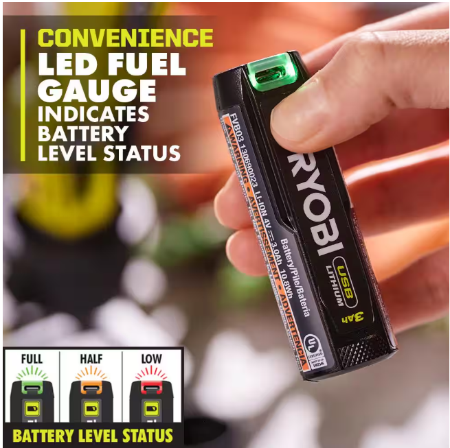 RYOBI USB Lithium Cordless Craft 4-in-1 Stapler/Nailer Kit with 3.0 Ah Battery and Charging Cable