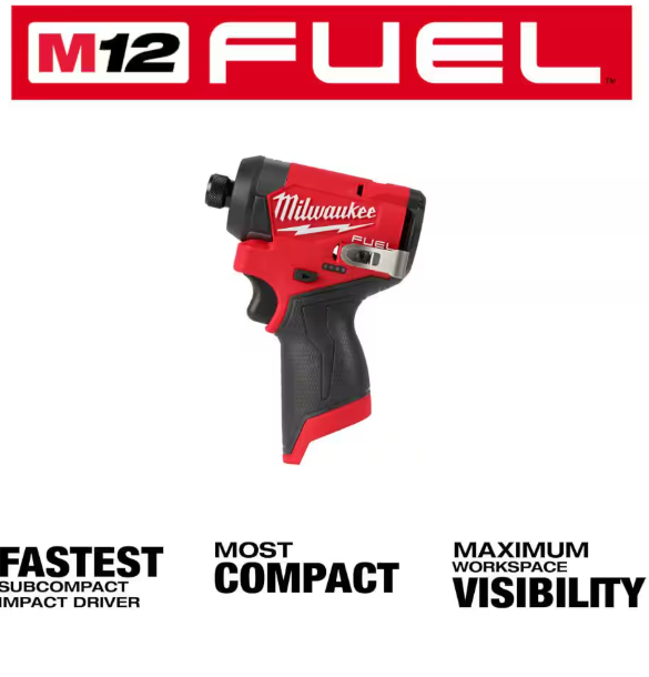 Milwaukee M12 FUEL 12V Lithium-Ion Brushless Cordless 1/4 in. Hex Impact Driver (Tool-Only)