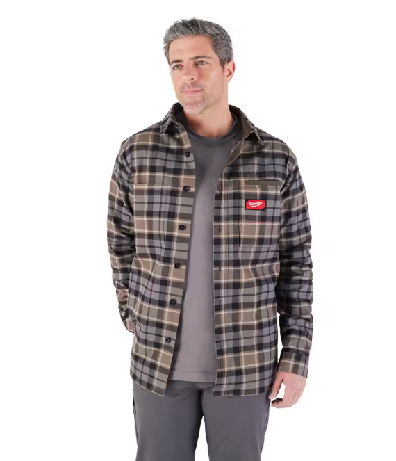 Milwaukee Men's X-Large Gray GRIDIRON Flannel Shirt