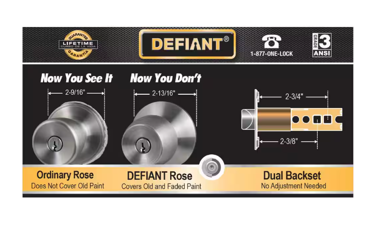 Defiant Hartford Satin Nickel Single Cylinder Keyed Entry Project Pack