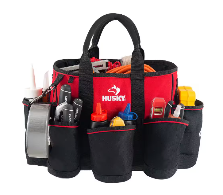 Husky 14 in. 15 Pocket Open Top Supply Tool Bag