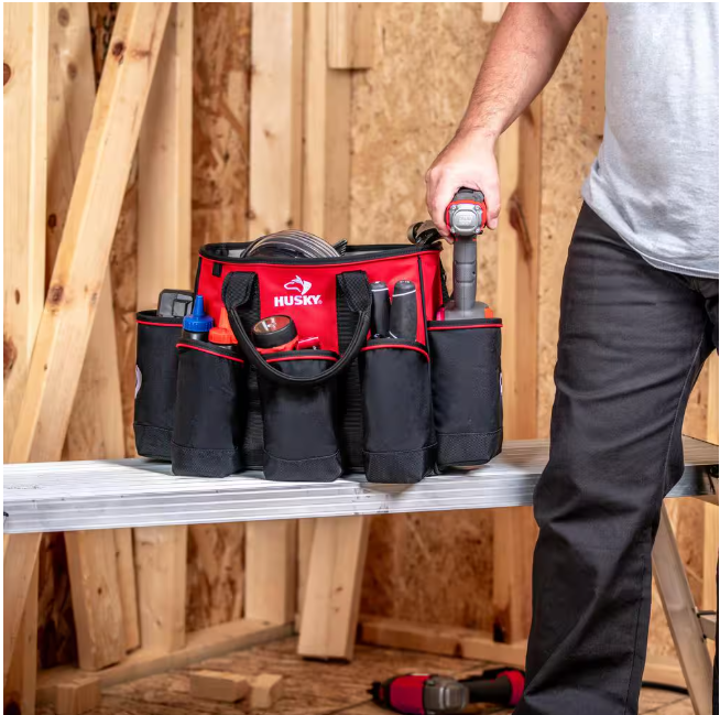 Husky 14 in. 15 Pocket Open Top Supply Tool Bag