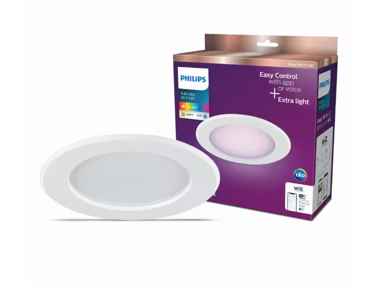 Philips 5 in. /6 in. Integrated LED Color Changing 85-Watt Equivalent Dimmable Smart Wi-Fi Wiz Recessed Light Kit (1-Pack)