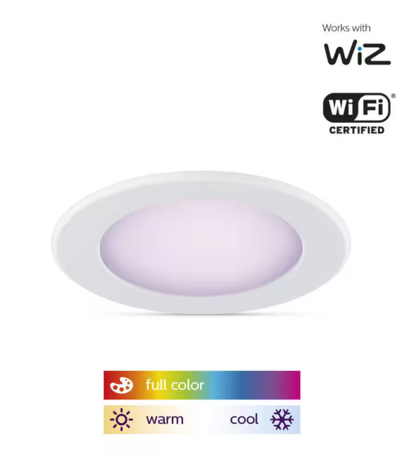 Philips 5 in. /6 in. Integrated LED Color Changing 85-Watt Equivalent Dimmable Smart Wi-Fi Wiz Recessed Light Kit (1-Pack)