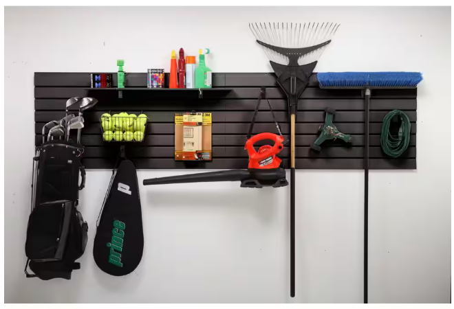 Jifram Easy Living 4 ft. x 4 ft. or 8 ft. x 2 ft. Black Plastic Slat Wall Kit